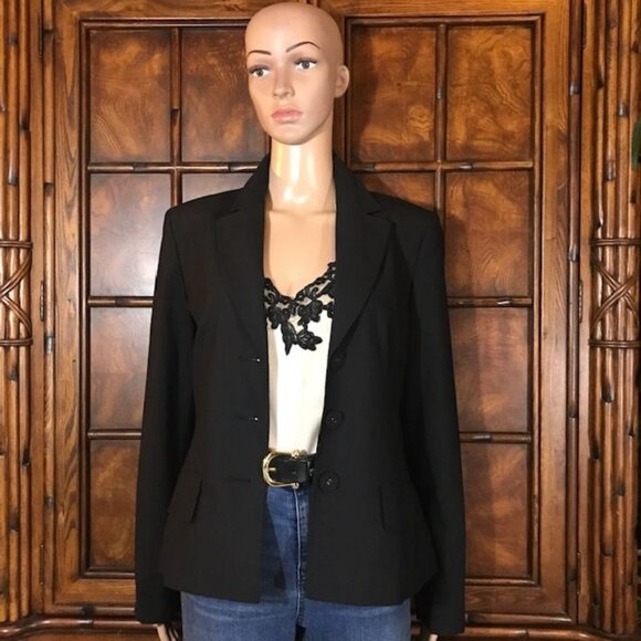 NWOT Anne Klein Montreal Manor Black Wool Blend Angle Pocket Straight Trouser - Picture 10 of 10